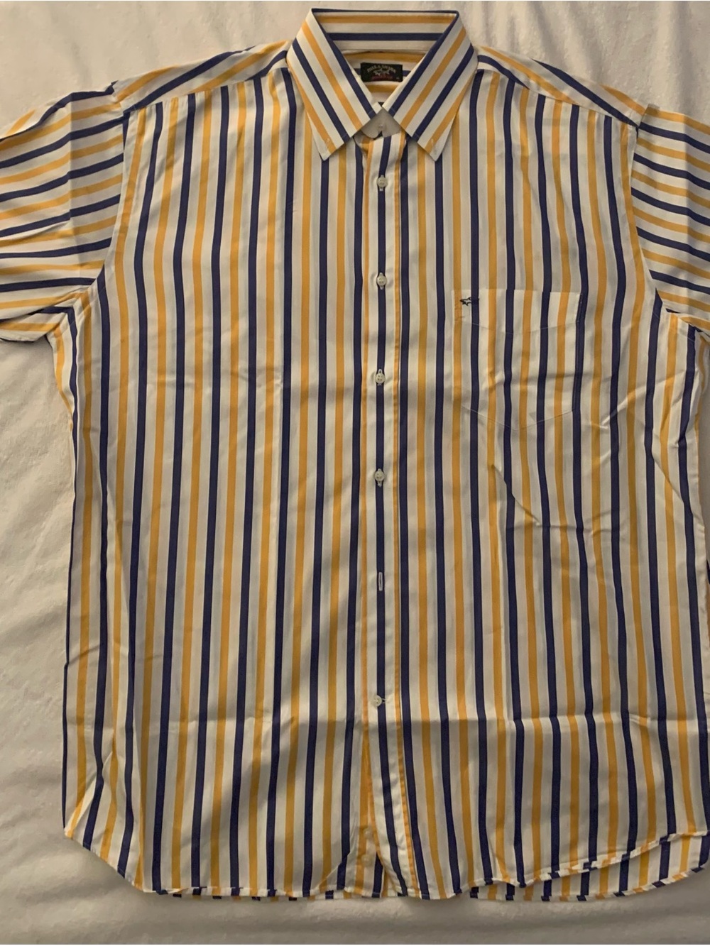 Paul & Shark Yellow, Blue and White Striped Short-Sleeve Button-Up Shirt